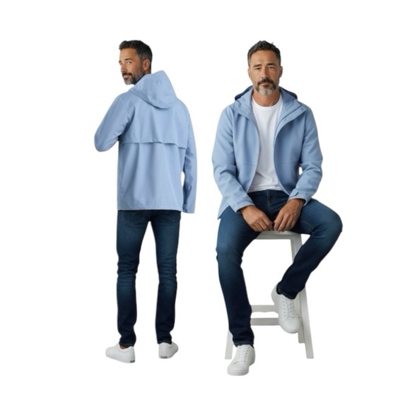 Ozark Trail Men's Light Blue Rain Jacket - Picture 16 of 16